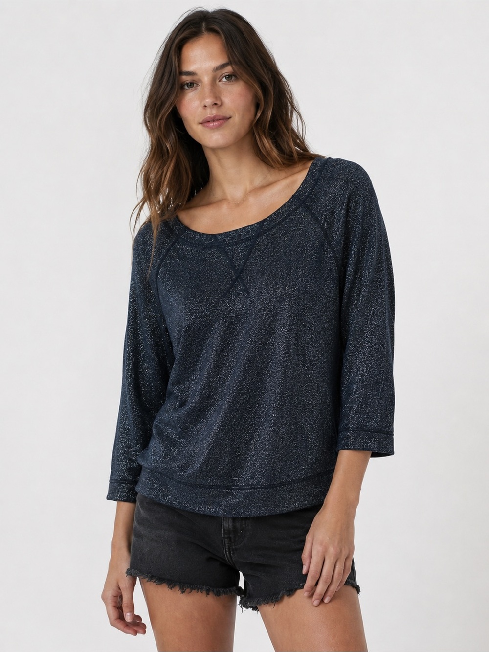 Marc by Marc Jacobs L Navy Metallic Shimmer Raglan Sweatshirt Sweater Women’s